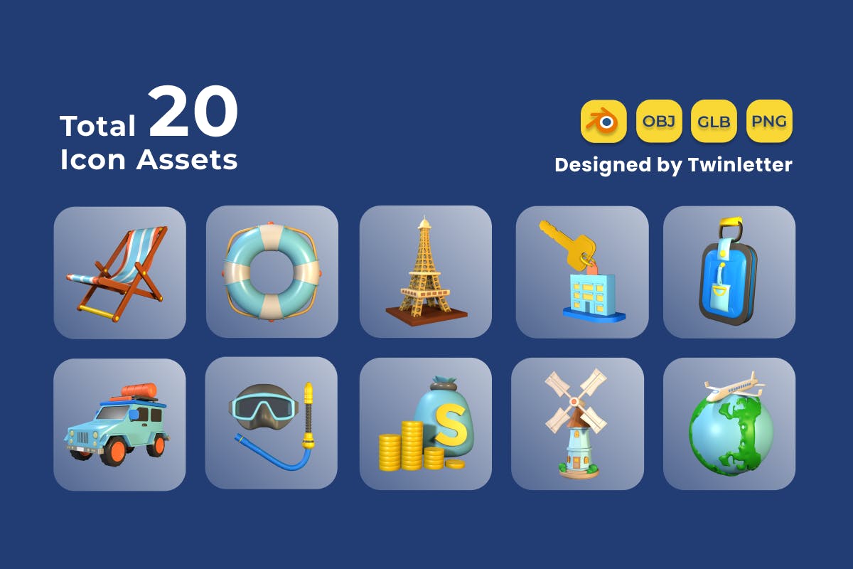 游览和旅行3D图标 Tour and Travel 3D Icon Pack Vol 4