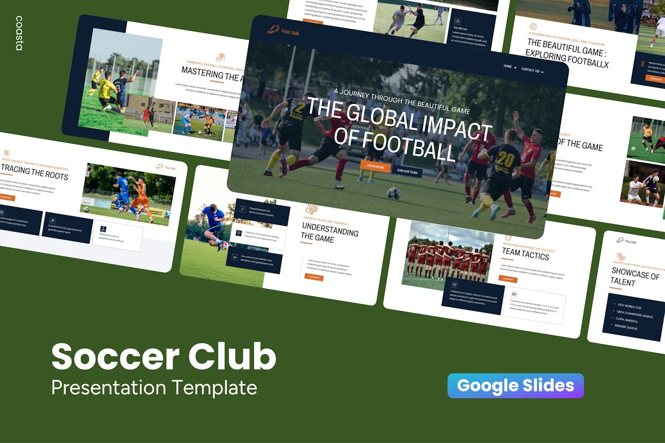 足球俱乐部Google幻灯片模板下载 Soccer Club &#8211; Google Slides Template