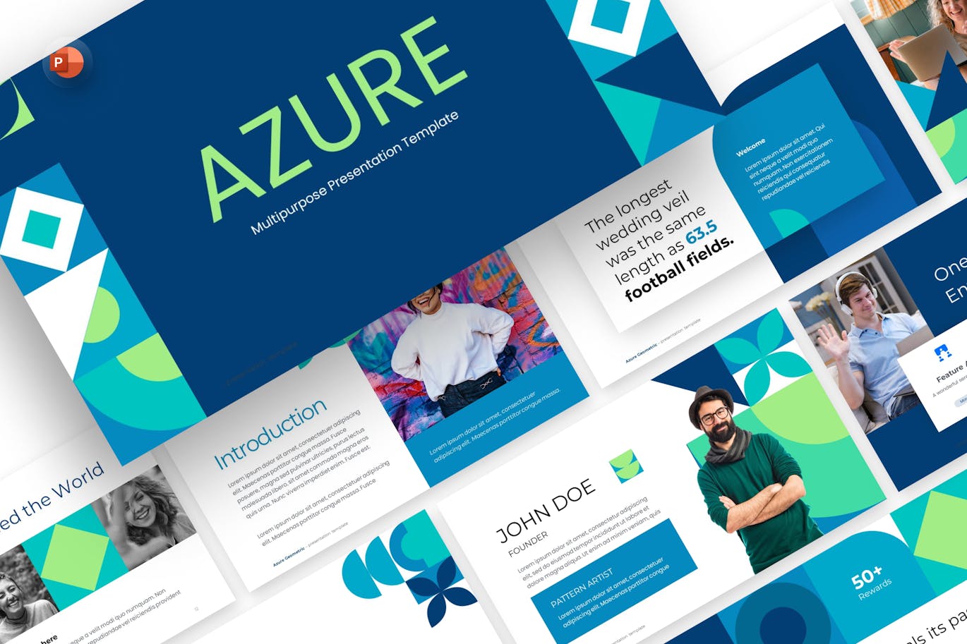 多用途企业发展演示PPT模板 Azure Multipurpose PowerPoint Template