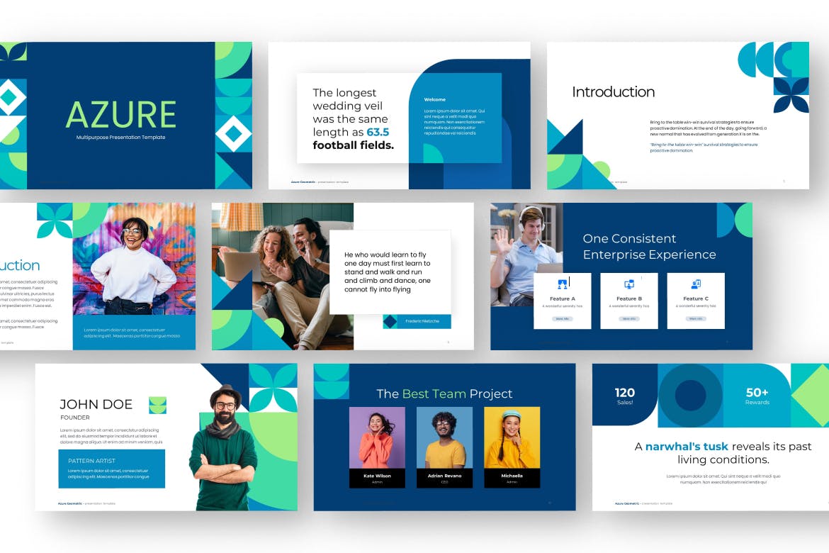 多用途企业发展演示PPT模板 Azure Multipurpose PowerPoint Template