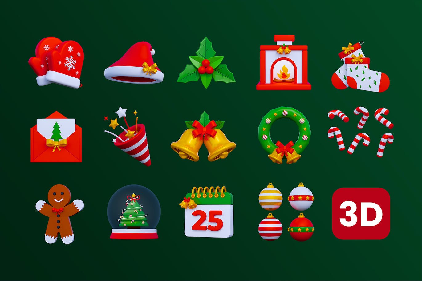 圣诞节3D图标 Christmas 3D Icon