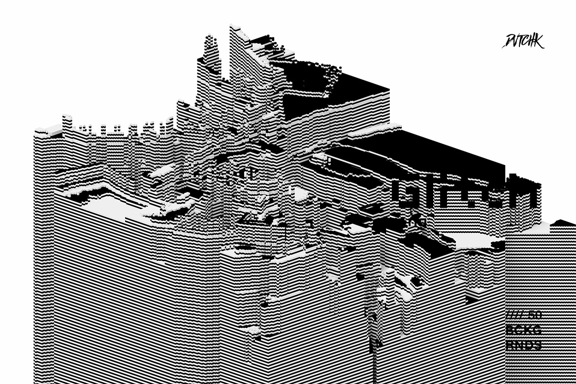 50款抽象艺术失真故障风立体几何背景底纹PNG免抠图片设计素材 Glitch Geometric Transparent PNG Error Shapes - —