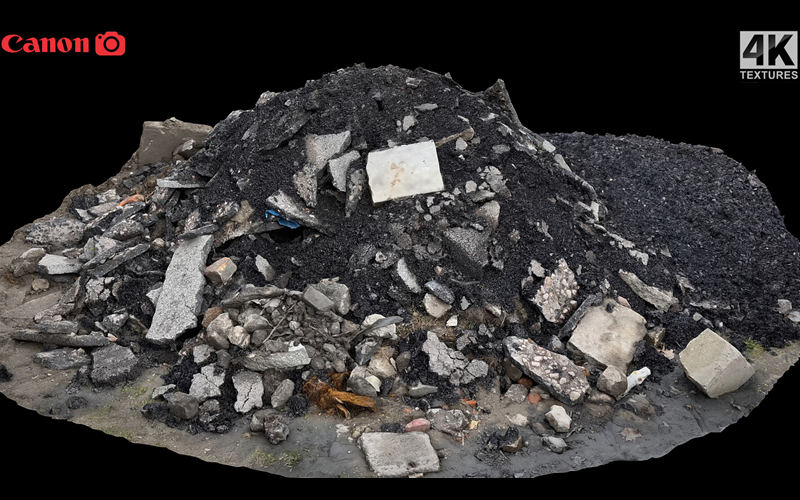 沥青碎石堆地面3D扫描测量模型 asphalt debris pile ground photogrammetry_