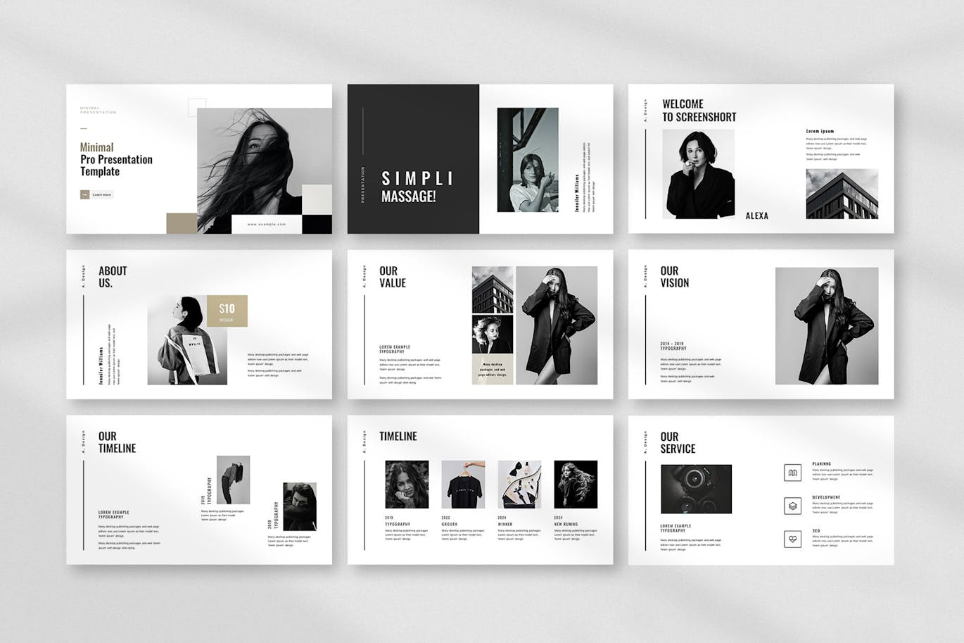 经典风范黑白风格设计PowerPoint演示模板 Black &amp; White Minimal Presentation Template