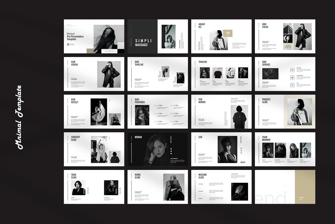 经典风范黑白风格设计PowerPoint演示模板 Black &amp; White Minimal Presentation Template