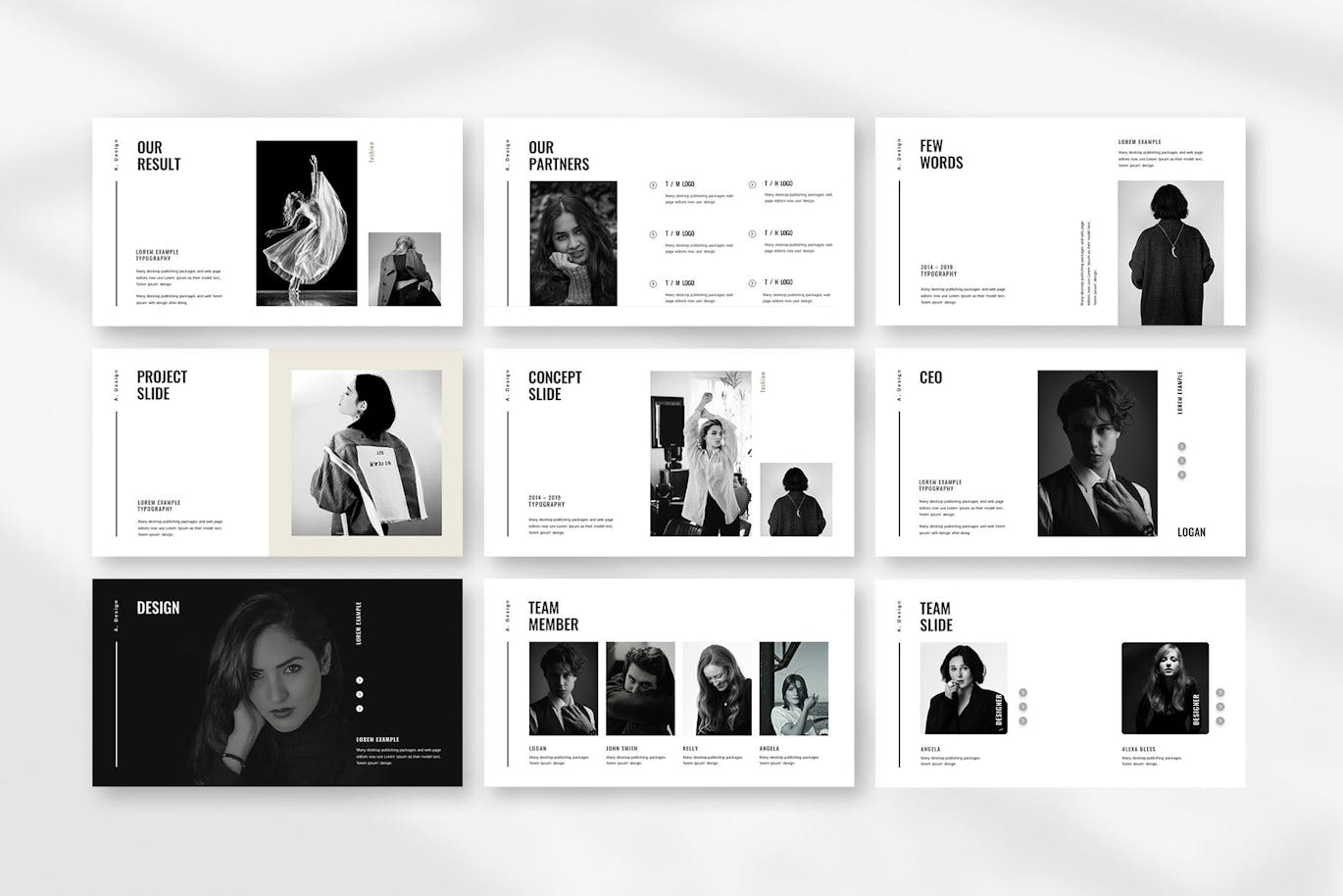 经典风范黑白风格设计PowerPoint演示模板 Black &amp; White Minimal Presentation Template