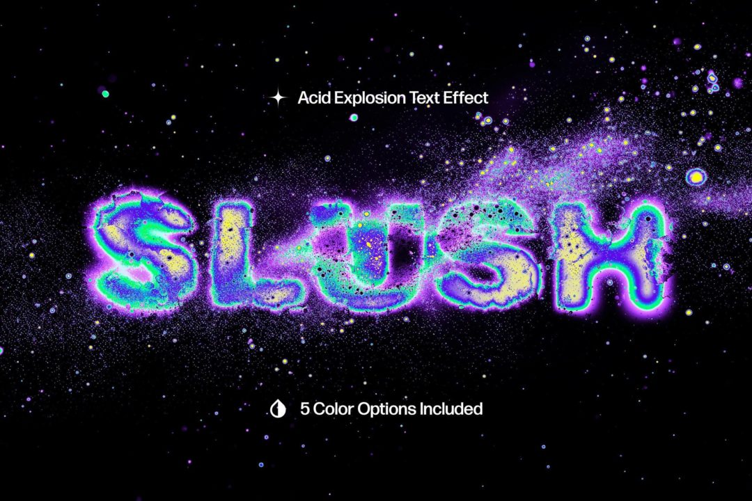 潮流酸性粉末爆炸失真海报标题LOGO设计PS特效样机模板素材 Acid Explosion Distortion Text Effect - —