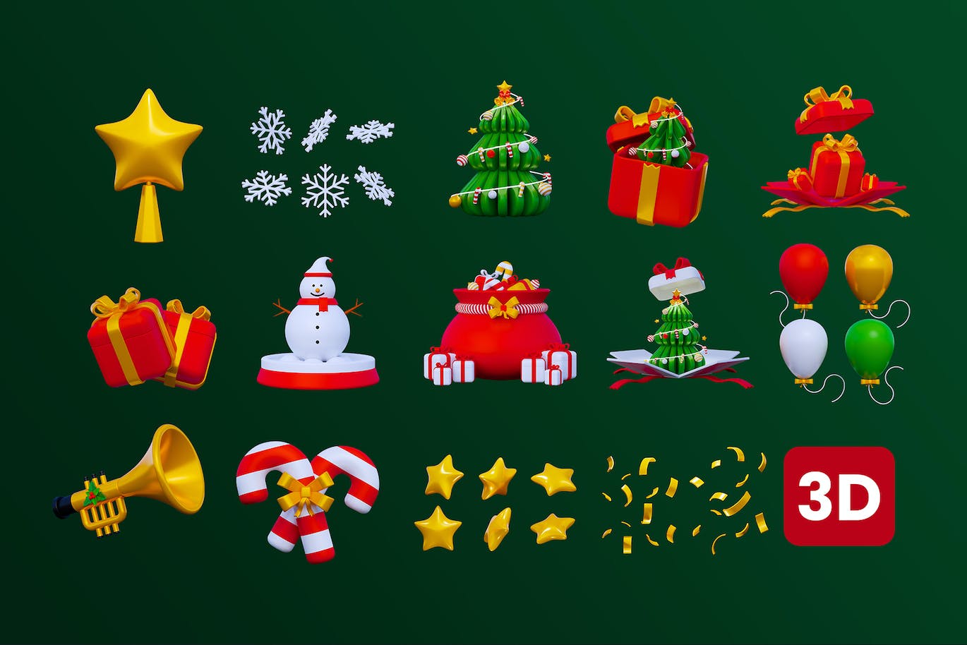 圣诞节3D图标 Christmas 3D Icon