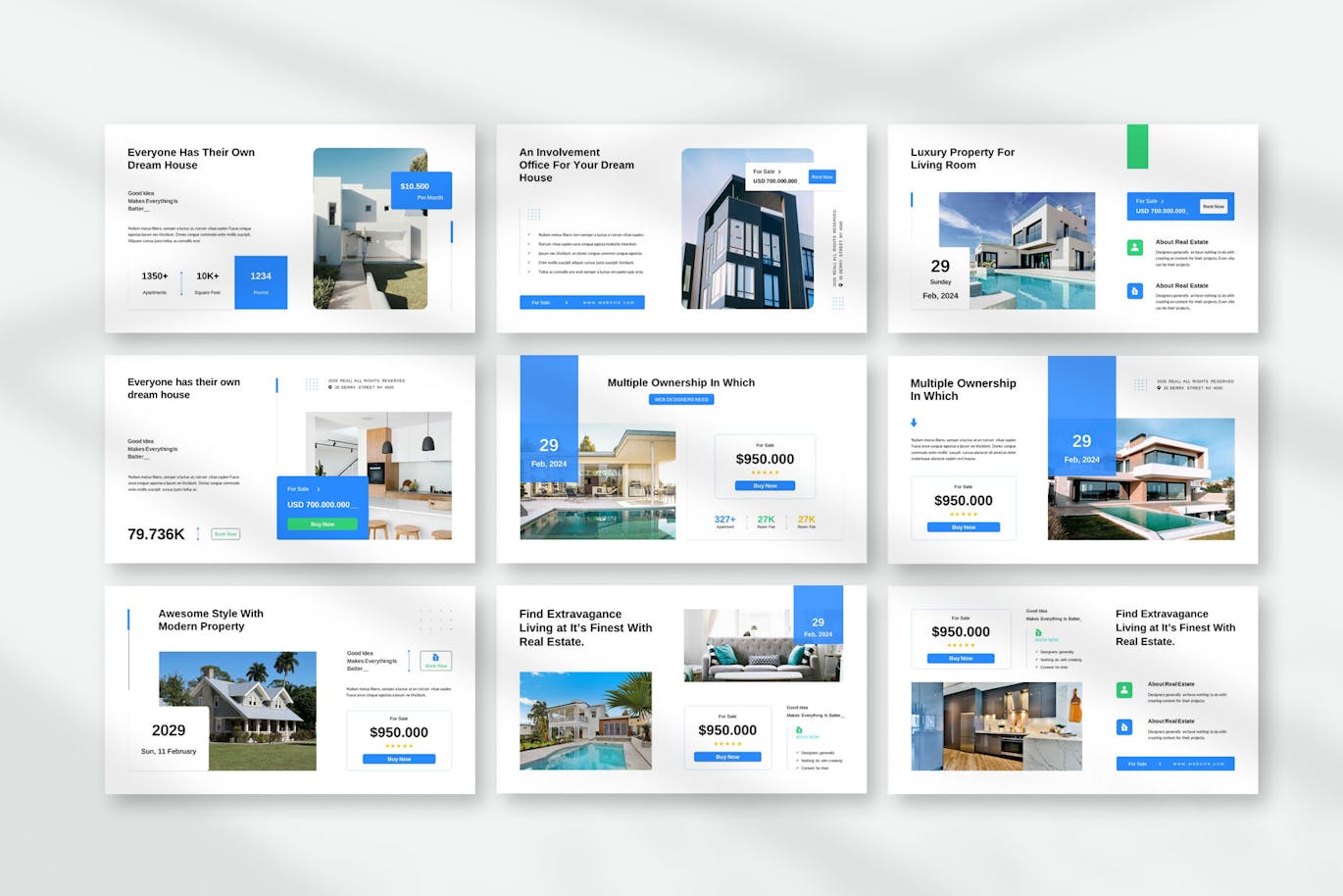 房屋租赁谷歌幻灯片素材 Real Estate Presentation Template