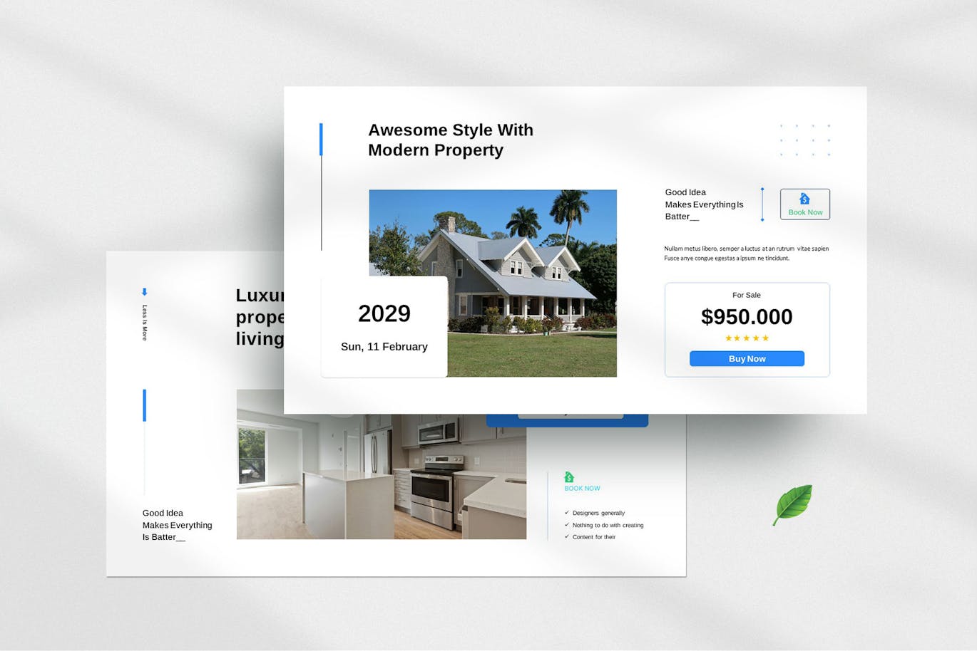 房屋租赁谷歌幻灯片素材 Real Estate Presentation Template