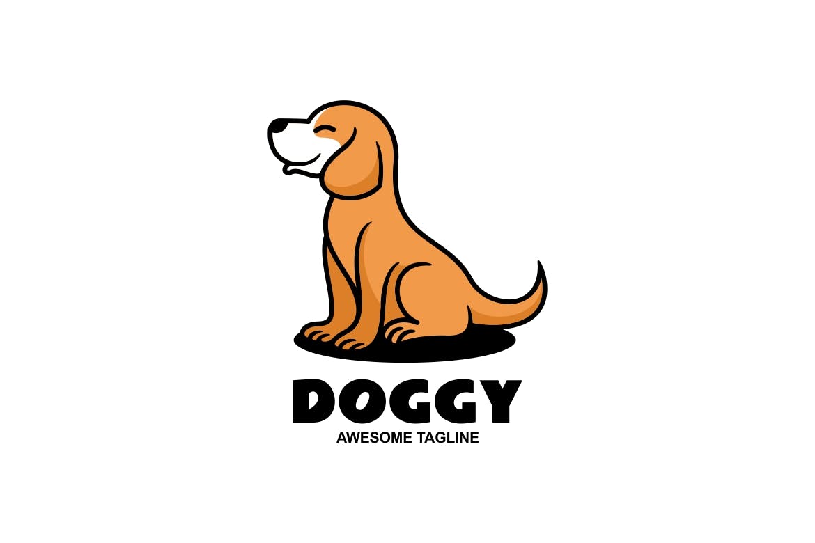 小狗简单吉祥物标志Logo模板 Doggy Simple Mascot Logo