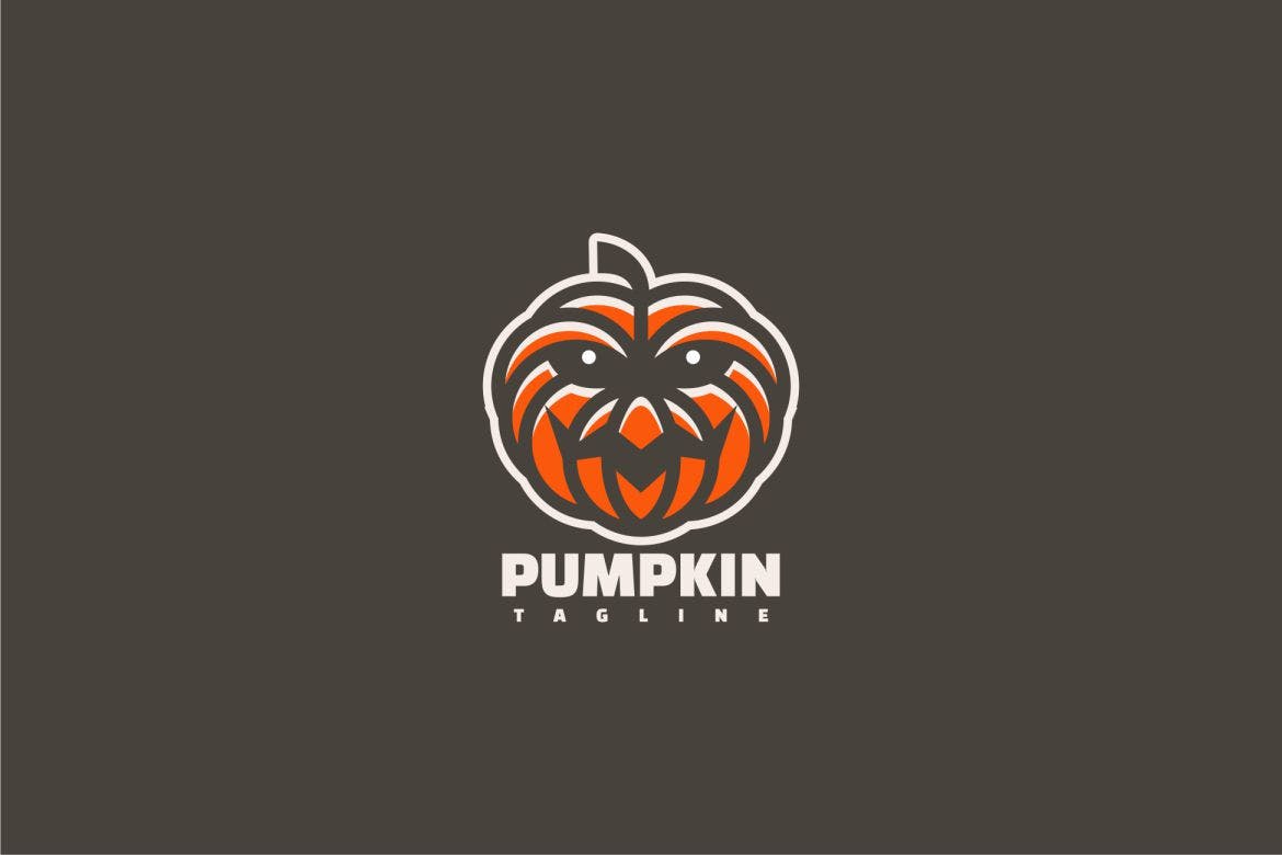 南瓜吉祥物标志Logo模板 Pumpkin Mascot Logo