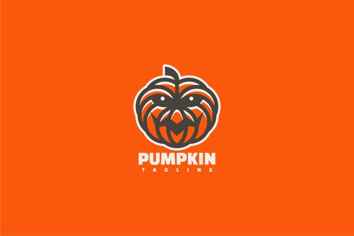 南瓜吉祥物标志Logo模板 Pumpkin Mascot Logo