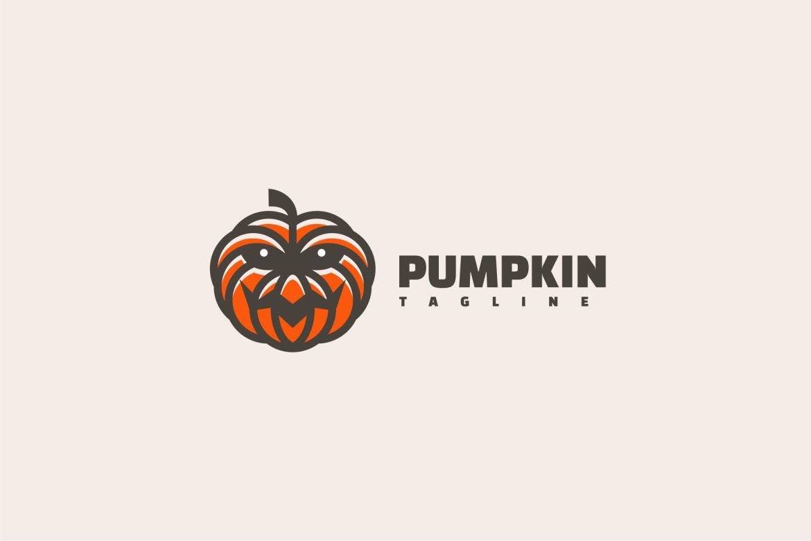 南瓜吉祥物标志Logo模板 Pumpkin Mascot Logo