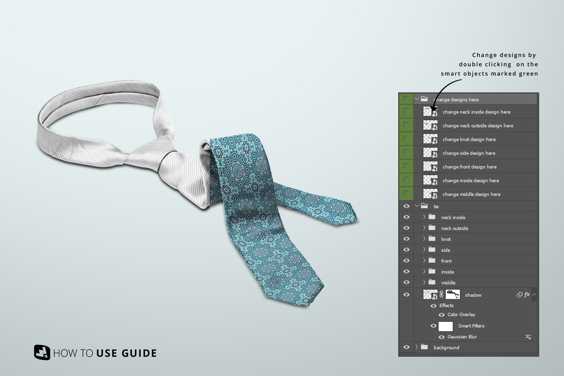 时尚男士领带男士打结领带印花图案设计Ps智能贴图样机 Men&#x27;s Formal Tie Mockup - —