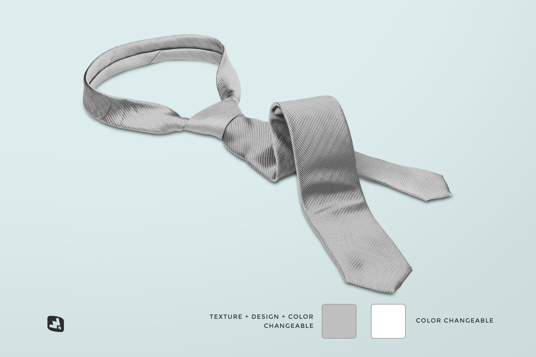 时尚男士领带男士打结领带印花图案设计Ps智能贴图样机 Men&#x27;s Formal Tie Mockup - —