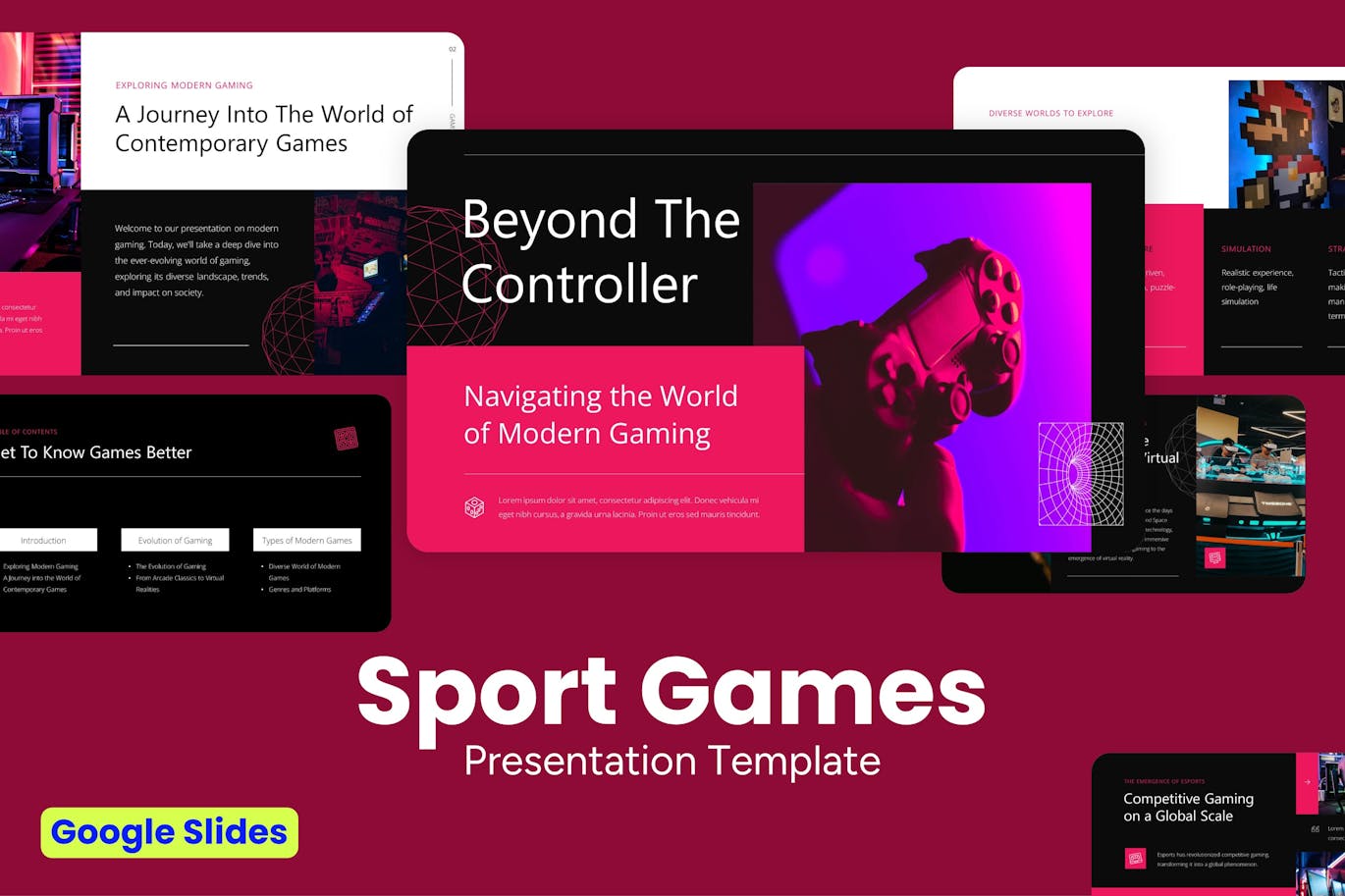 体育游戏运动竞技谷歌幻灯片素材 Sport Games &#8211; Google Slides Template