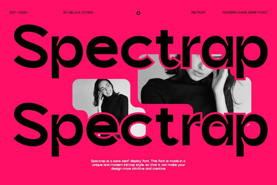 潮流经典杂志海报标题LOGO设计PSAI无衬线英文字体安装包 Spectrap Inktraped Sans Serif - —