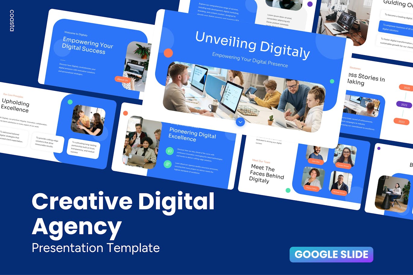 探索创新数字机构Google幻灯片设计模板 Creative Digital Agency &#8211; Google Slides Template