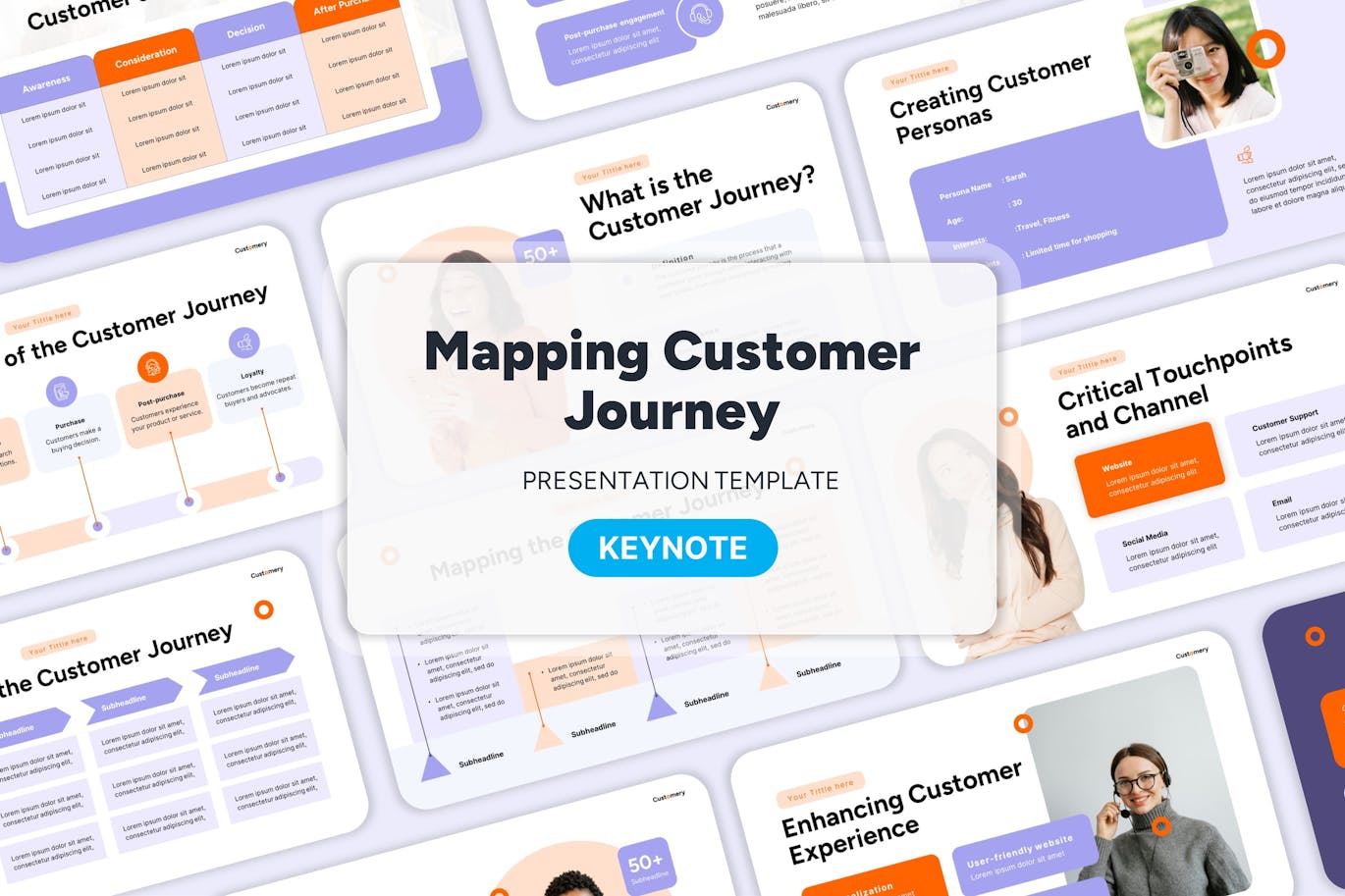 绘制客户旅程Keynote幻灯片演示模板 Mapping Customer Journey &#8211; Keynote Template