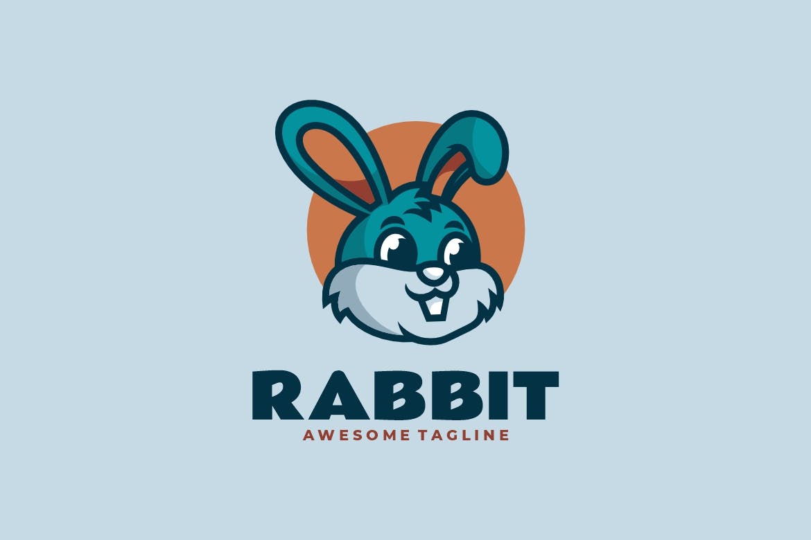 兔子吉祥物卡通标志模板 Rabbit Mascot Cartoon Logo