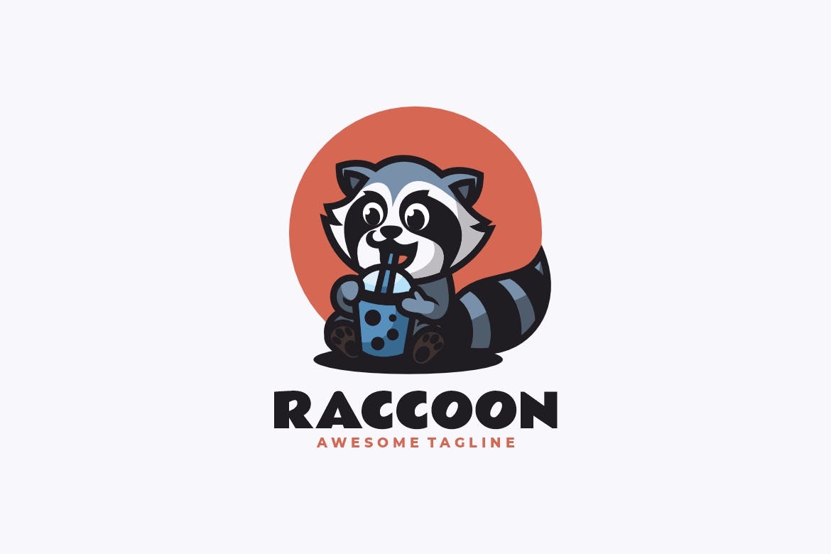 浣熊吉祥物卡通标志模板 Racoon Mascot Cartoon Logo