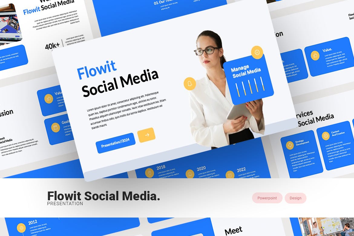 社交风潮PPT素材 Flowit &#8211; Social Media Powerpoint