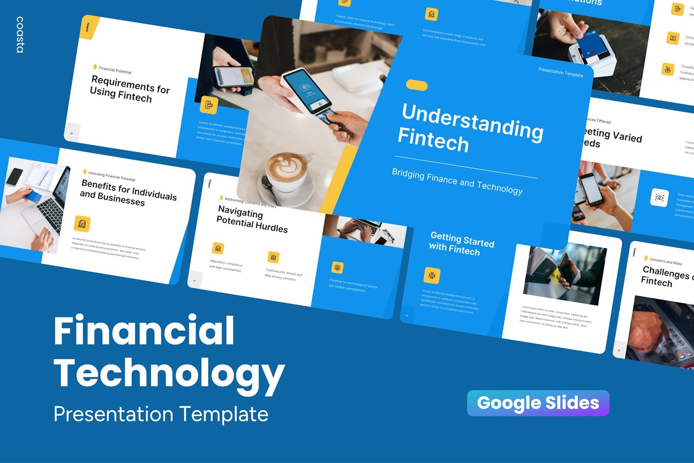 数字化金融未来谷歌幻灯片演示文稿模板 Financial Technology &#8211; Google Slides Template