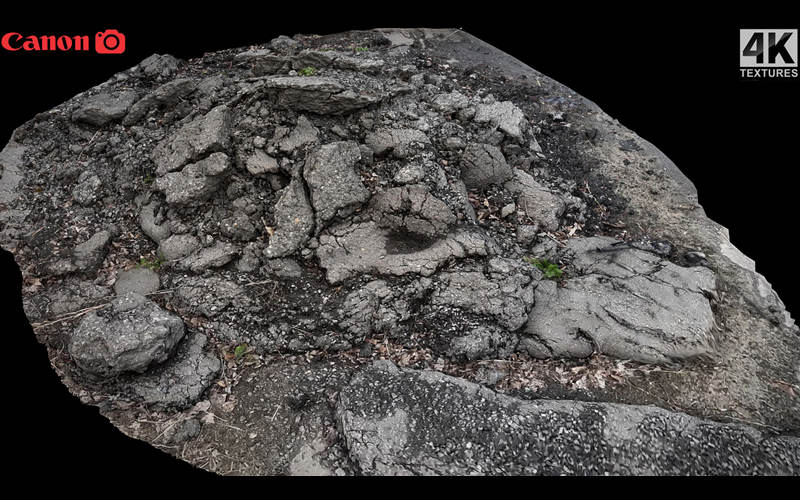 沥青地面碎石堆3D扫描模型 asphalt ground debris pile photogrammetry_