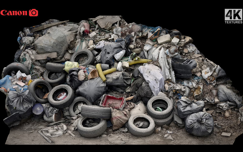 垃圾工业废墟堆3D扫描模型 trash industrial debris pile photogrammetry_