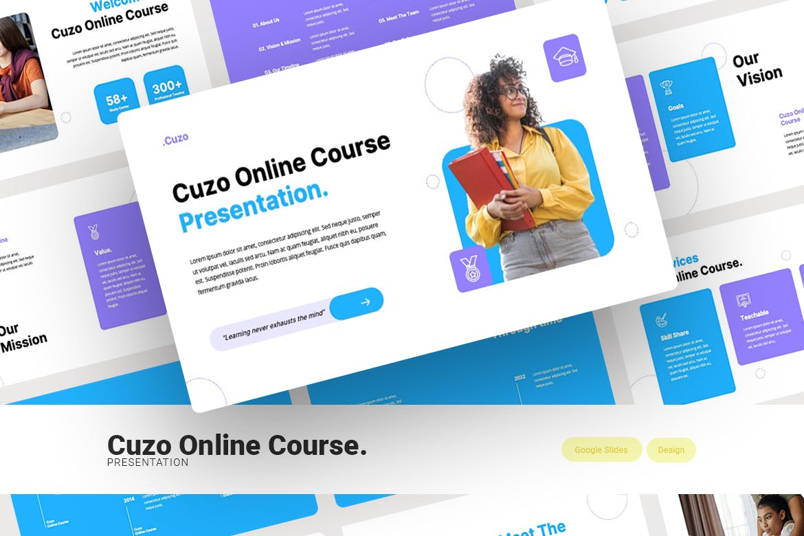 数字化在线课程谷歌幻灯片模板下载 Cuzo &#8211; Online Course Google Slides