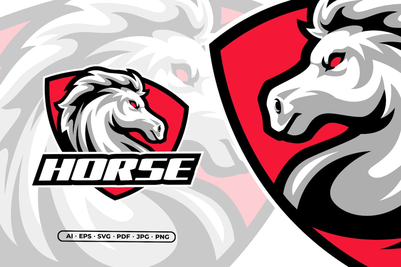 游戏和体育标志马吉祥物标志Logo模板 Horse Mascot Logo for Gaming and Sports Logo