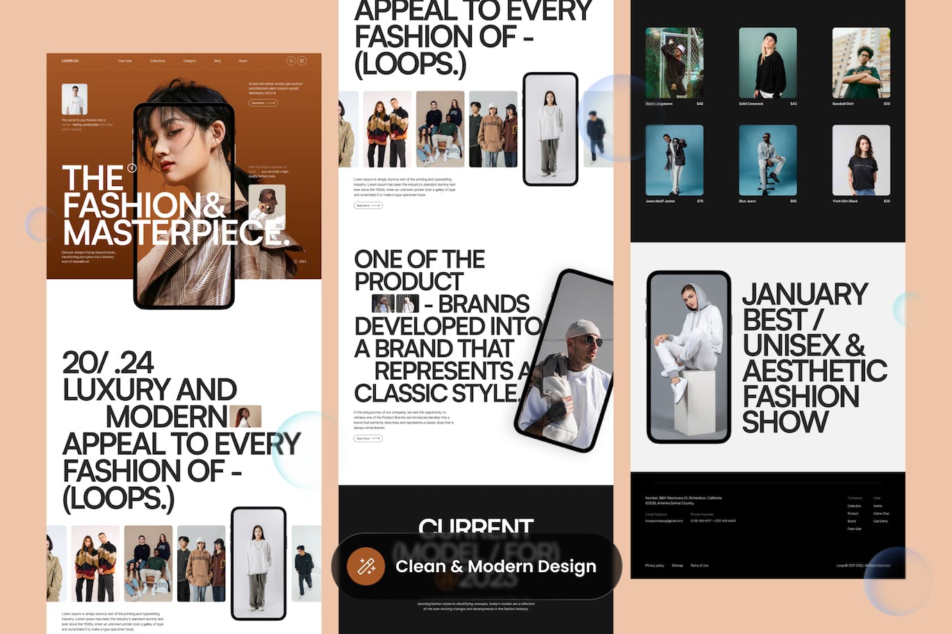 时装店网站着陆页设计UI模板 Loops &#8211; Fashion Shop Landing Page