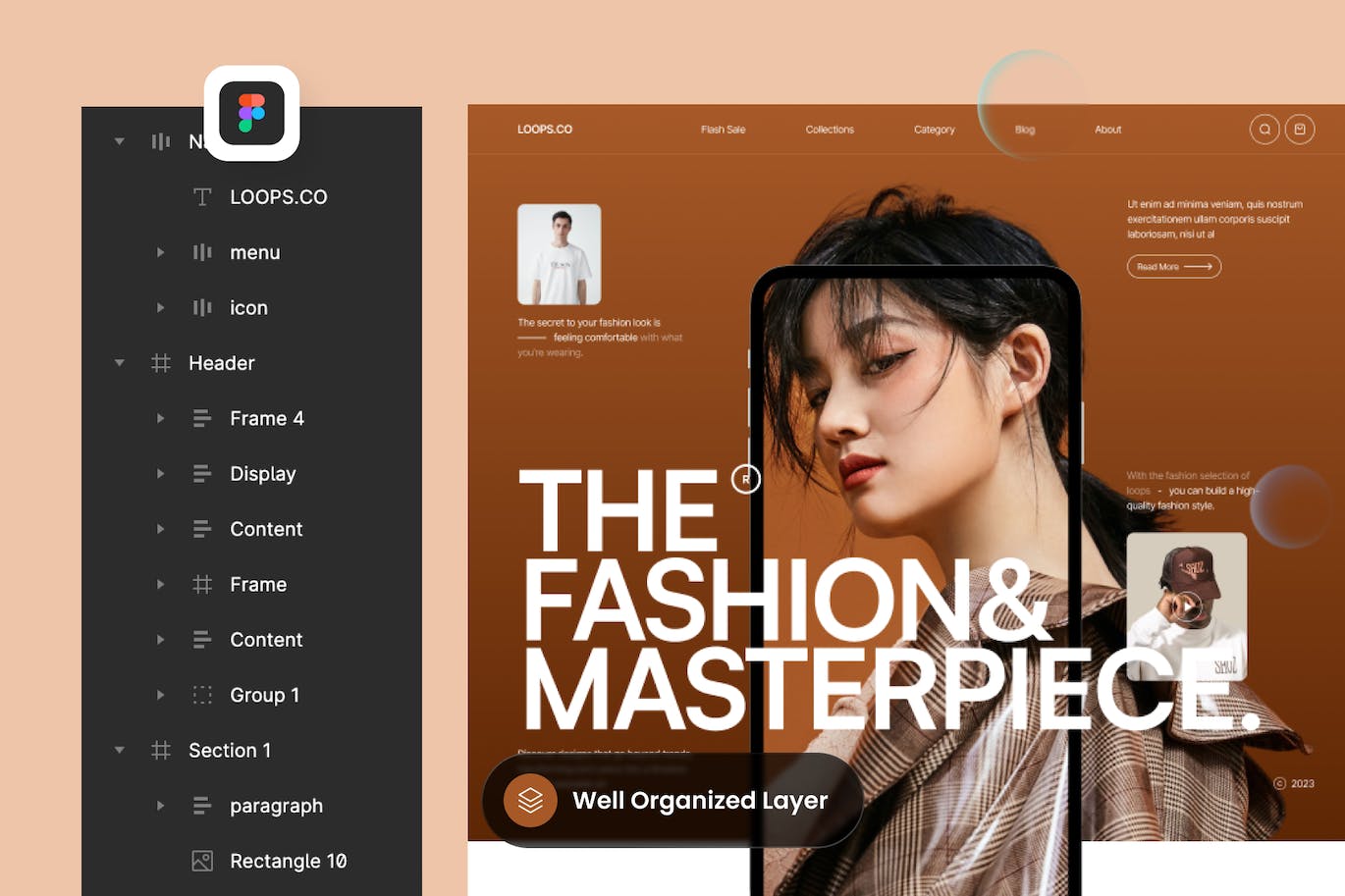 时装店网站着陆页设计UI模板 Loops &#8211; Fashion Shop Landing Page