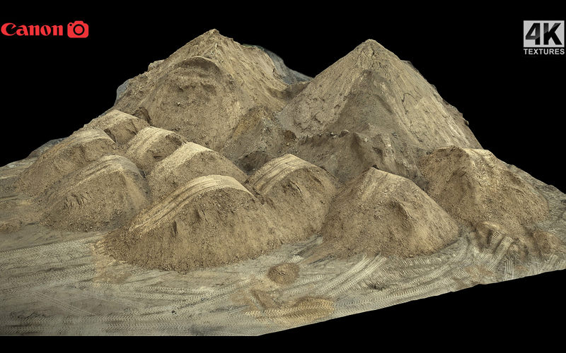 沙堆施工现场地面3D扫描模型 sand pile construction site ground photogrammetry_