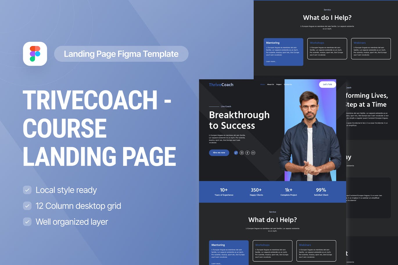 课程网站着陆页设计UI模板 TriveCoach Course Landing Page