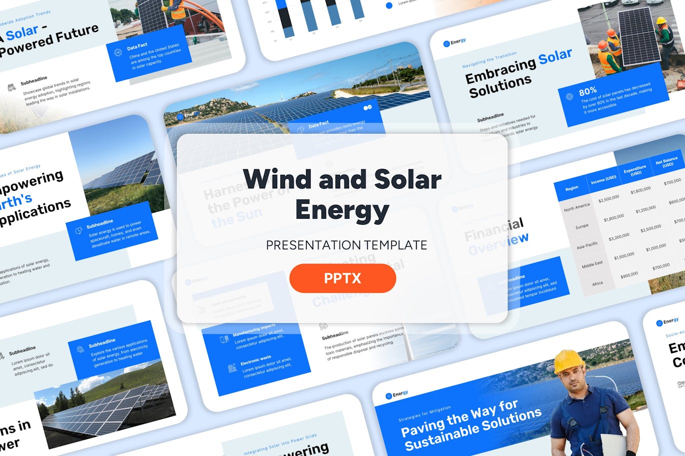 风能和太阳能Powerpoint幻灯片模板 Wind and Solar Energy &#8211; Powerpoint Template