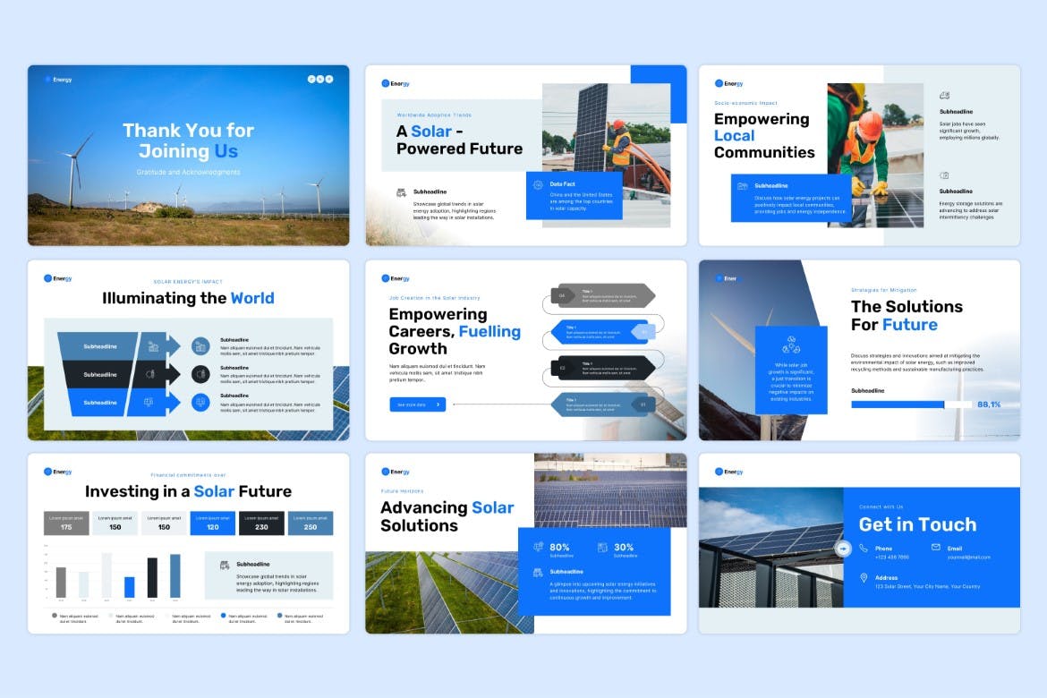 风能和太阳能Powerpoint幻灯片模板 Wind and Solar Energy &#8211; Powerpoint Template