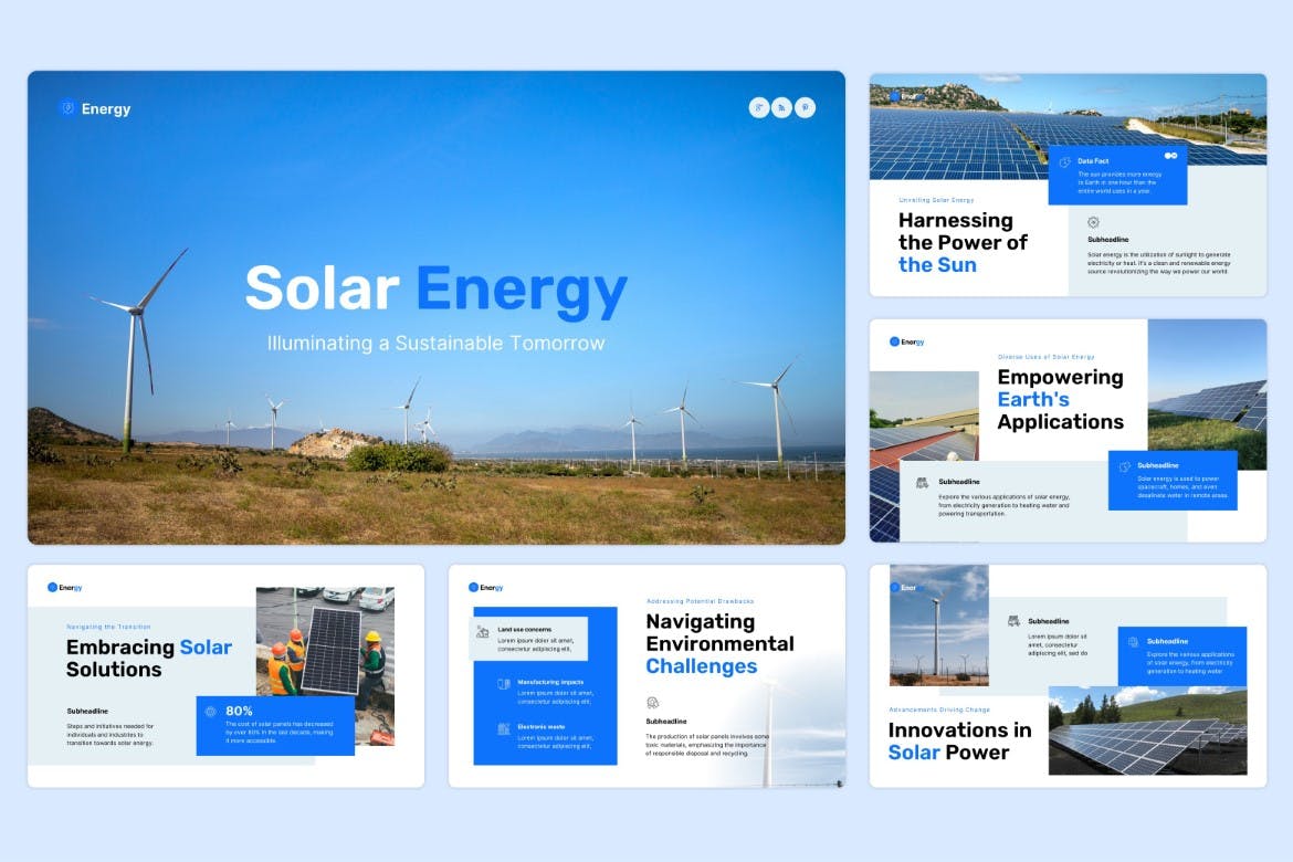 风能和太阳能Powerpoint幻灯片模板 Wind and Solar Energy &#8211; Powerpoint Template