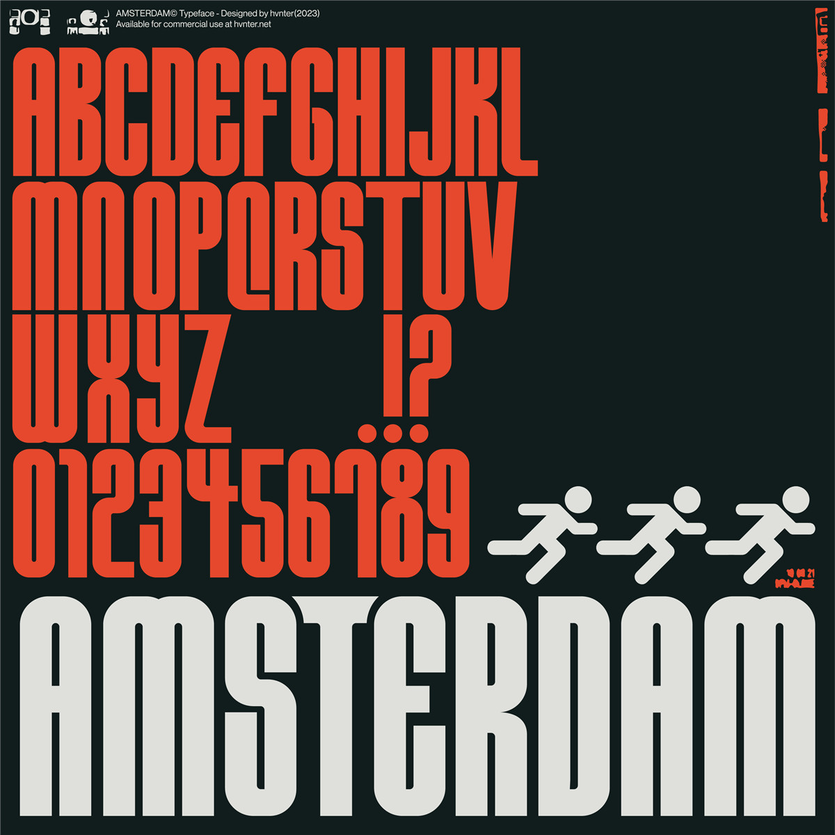 英文字体：科技未来赛博朋克机能标题排版logo装饰无衬线字体 HVNTER - AMSTERDAM（10241） -