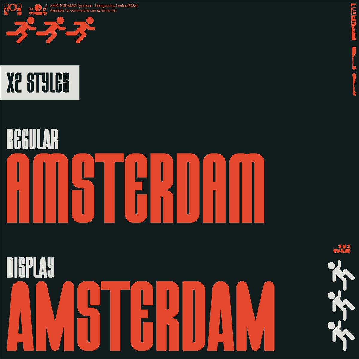 英文字体：科技未来赛博朋克机能标题排版logo装饰无衬线字体 HVNTER - AMSTERDAM（10241） -