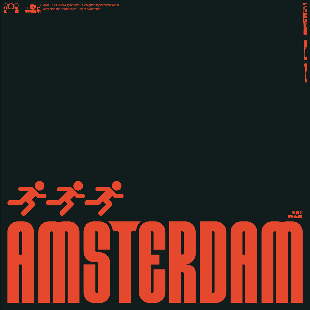 英文字体：科技未来赛博朋克机能标题排版logo装饰无衬线字体 HVNTER - AMSTERDAM（10241） -