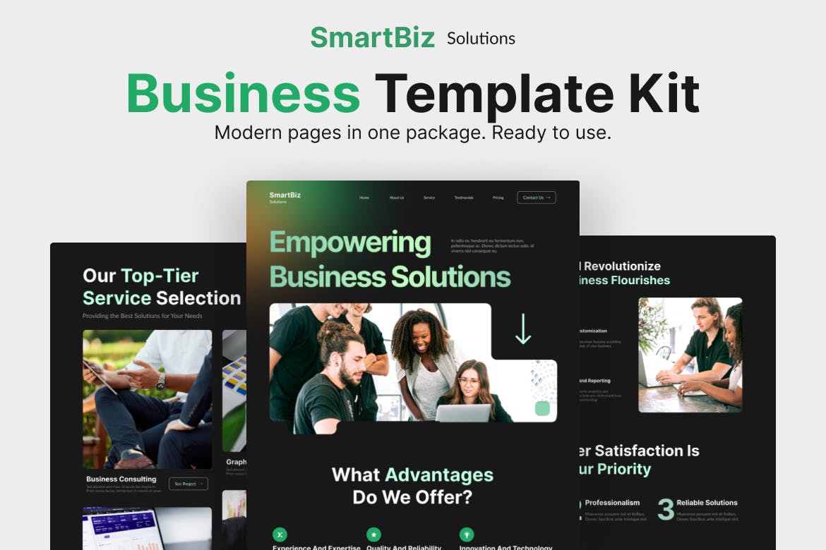 商业网站设计着陆页UI模板 SmartBiz &#8211; Business Landing Page Figma Template UI