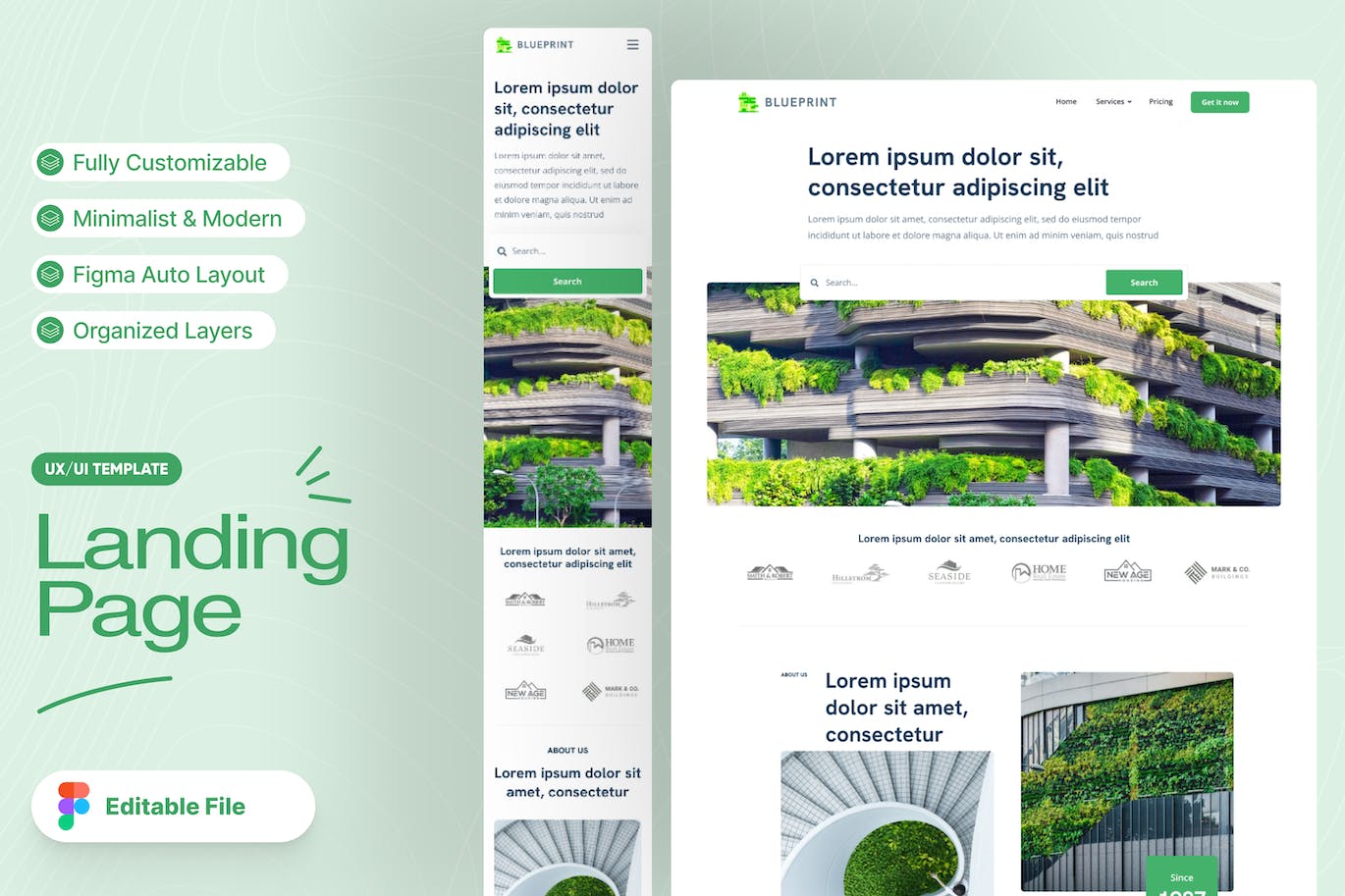 绿色建筑网站着陆页模板 Green Architecture Landing Page