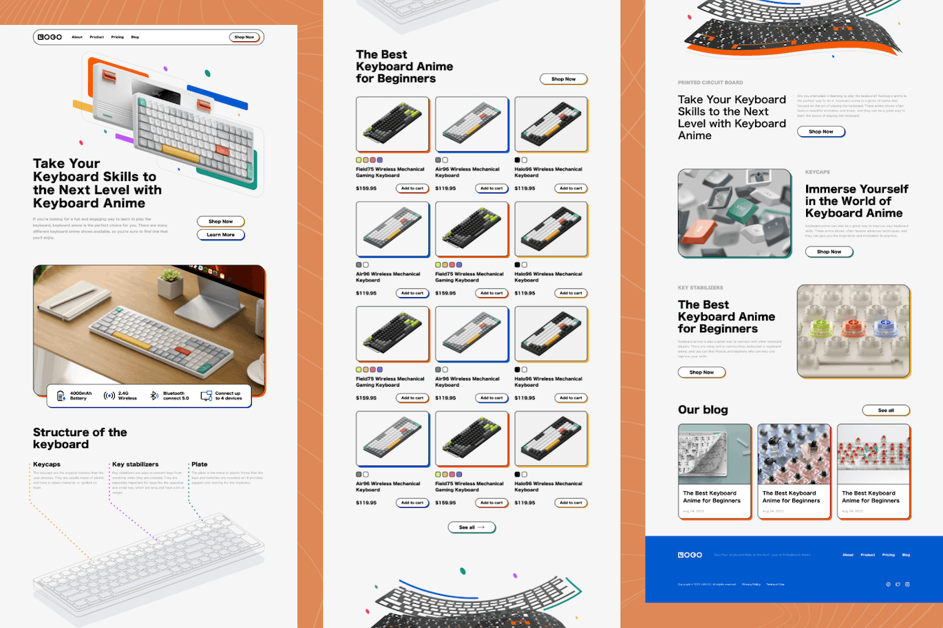 键盘销售网站着陆页模板 Keyboards Sale Landing Page