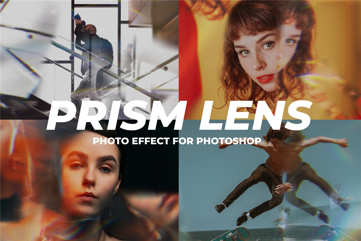 梦幻棱镜电影风格反射万花筒效果照片图像处理PS动作效果 Prism Lens Photo Effect for Photoshop（10261） -