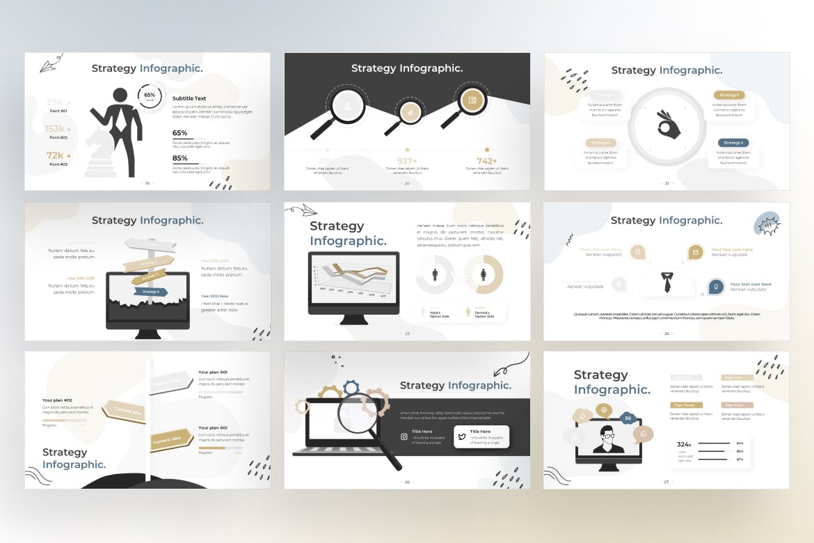 策略信息图表涂鸦风格Keynote幻灯片演示模板 Strategy Infographic Doodle Style &#8211; Keynote