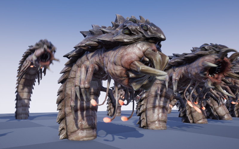 【UE4/5】科幻怪物沙虫模型带动画资产_