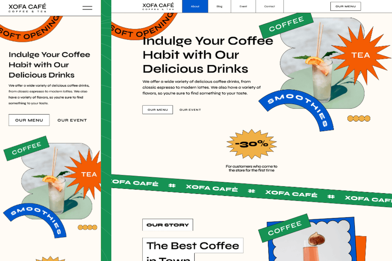 咖啡店网站着陆页模板 Coffee Shop Landing Page