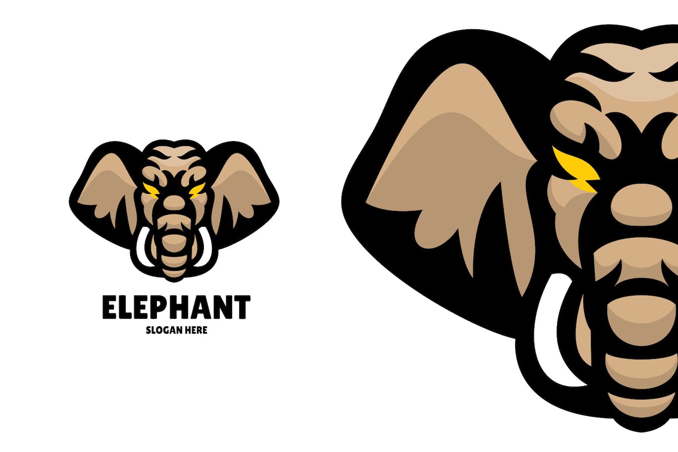 大象吉祥物标志设计Logo模板 Elephant mascot logo design